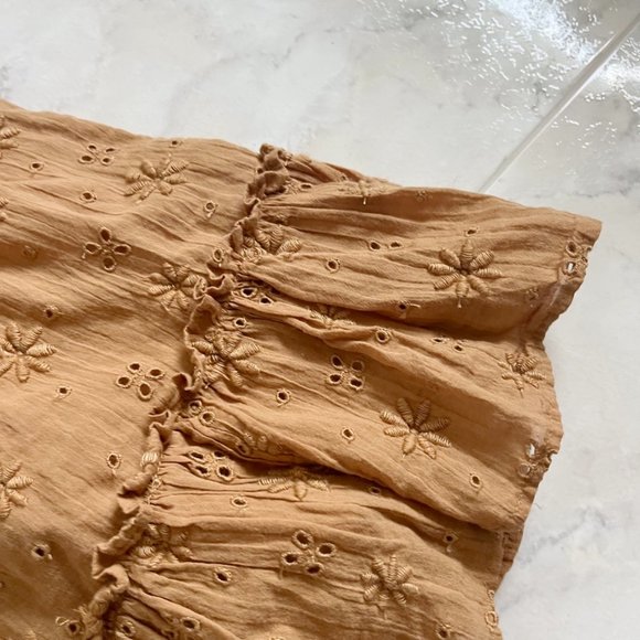 NEW aerie Backless Halter Eyelet Ruffle Mini A-Line Dress Women XS - Picture 3 of 6